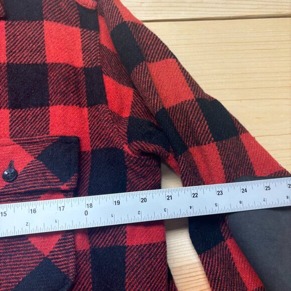 Vintage Pilgrim Shirt Mens Medium Red Black Wool Flannel Check Button Up 70s - Picture 8 of 13